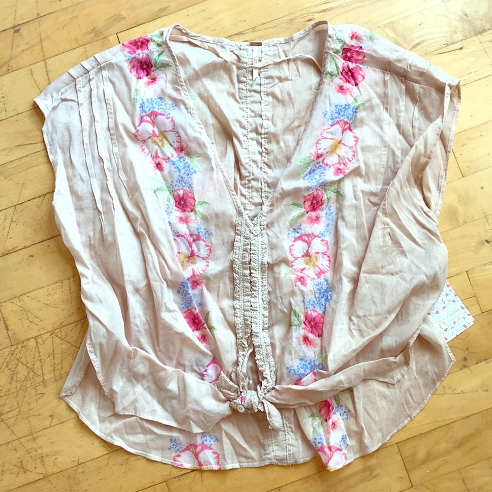 Free People Floral Blouse, Size M